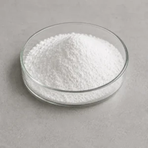 representative image of fine white magnesium stearate powder in a laboratory dish
